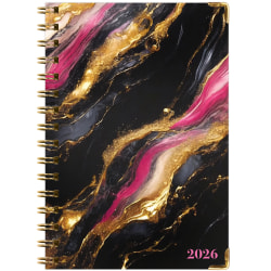 2025-2026 Global Excello Brands Hardcover Fashion Weekly/Monthly Planner, 5-1/2" x 8", Dark Gold Marble, November 2025 To December 2026