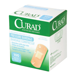 Medline Curad Pressure Adhesive Bandages, 2 3/4" x 1", Neutral, Box Of 100