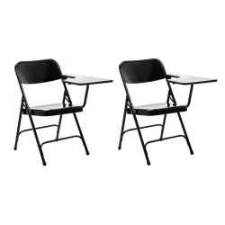National Public Seating® 5200 Series Tablet Arm Folding Chairs, Left Arm, Black, Pack Of 2 Chairs