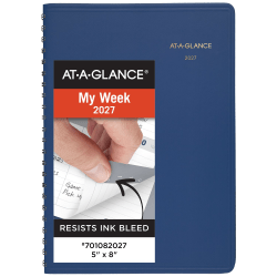 AT-A-GLANCE® 2027 Weekly Appointment Book Planner, Blue, Small, 5" x 8"