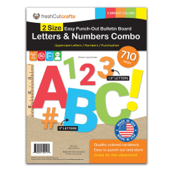 FreshCut Crafts Bulletin Board Letters & Numbers, 1.5in & 3in, Bright Colors, 710 Pieces