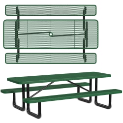 Leisure Craft Rectangle Outdoor Picnic Table, 29-11/16"H x 96"W x 62"D, Black/Green