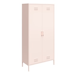 Ameriwood™ Home Mission District Tall 2-Door Metal Locker Cabinet, 72-7/8"H x 35-7/16"W x 15-3/4"D, Pink