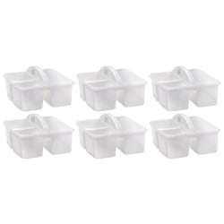Teacher Created Resources Plastic Storage Caddies, 5-1/4"H x 9-1/4"W x 9"D, Clear, Pack Of 6 Caddies