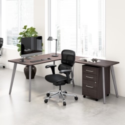 Bush Business Furniture WorkPro Motiva 60"W Modern L Shaped Office Desk With Rolling File Cabinet, Storm Gray, Standard Delivery