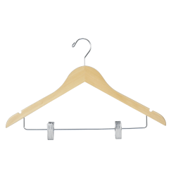 Polypak Industries AG Wooden Hangers, Women's, Natural, Case of 100 Hangers