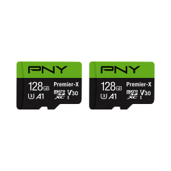 PNY® Premier-X Class 10 U3 V30 100 Mbps microSDXC Flash Memory Cards, Pack Of 2 Memory Cards