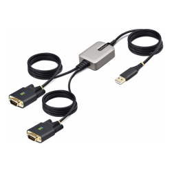 StarTech.com 13ft (4m) 2-Port USB to Serial Adapter Cable, COM Retention, FTDI, DB9 RS232, Changeable DB9 Screws/Nuts, Windows/macOS/Linux
