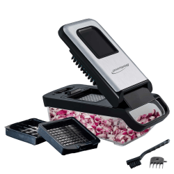 Brentwood® Vegetable Chopper with 3.6-Cup Storage Container & 2 Interchangeable Stainless Steel Blades, Black, KA-5024BKS