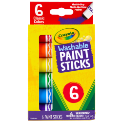 Crayola® Washable Paint Sticks, Assorted Colors, Pack Of 6 Sticks