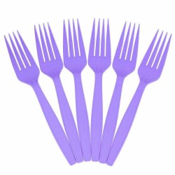 JAM PAPER Big Party Pack of Premium Plastic Forks, Purple, 100 Disposable Forks/Box