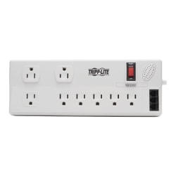 Tripp Lite 8-Outlet Surge Protector with DSL/Phone Line/Modem Surge Protection - 3150 Joules, 6 ft. Cord - Surge protector - 15 A - AC 120 V - 1800 Watt - output connectors: 8 - 6 ft cord - cool gray - TAA Compliant - for P/N: CLAMPUSBLK, CLAMPUSW