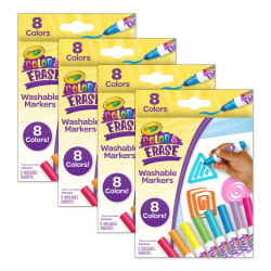 Crayola Color & Erase Markers, Assorted Colors, 8 Per Pack, Set Of 4 Packs