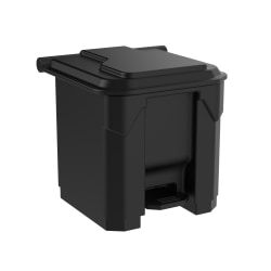 Gritt Commercial Rectangular Step-On Trash Can, 8 Gallon, Black