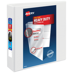 Avery® Heavy-Duty View 3 Ring Binder, 2" One Touch EZD® Rings, White, 1 Binder