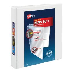 Avery® Heavy-Duty View 3 Ring Binder, 1.5" One Touch EZD® Rings, White, 1 Binder