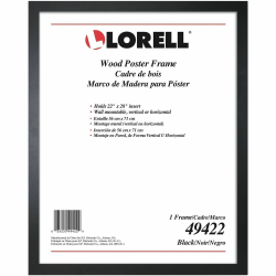 Lorell Solid Wood Poster Frame - 22" x 28" Frame Size - Vertical, Horizontal - Mountable - Solid Wood, Wood - Black - 1 Each