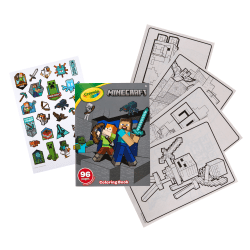 Crayola Minecraft Coloring Book for Kids (96pgs), Includes Minecraft Sticker Sheet, Kids Coloring Pages, Minecraft Gift for Boys & Girls, 3+