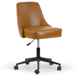Glamour Home Aurica Ergonomic Faux Leather Mid-Back Adjustable Height Swivel Office Task Chair, Brown
