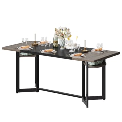 Bestier Dining Table With Storage Rack, 29-15/16"H x 30-3/4"W x 70-1/8"L, Gray