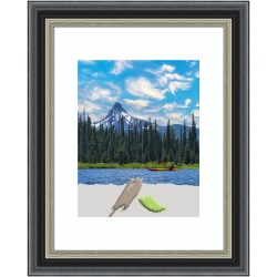 Amanti Art Theo Wood Picture Frame, 14" x 17", Opening Size 11" x 14" (Matted To 8" x 10"), Black Silver