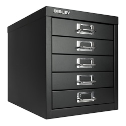 Bisley 15"D Vertical 5-Drawer Storage Cabinet, Metal, Black