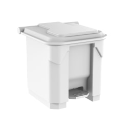 Gritt Commercial Rectangular Step-On Trash Can, 8 Gallon, White