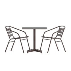 Flash Furniture Lila 23.5'' Square Aluminum Indoor-Outdoor Table Set with 2 Slat Back Chairs, Bronze
