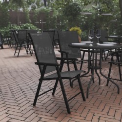 Flash Furniture Paladin Outdoor Folding Patio Sling Chairs, Metal, Black, Set Of 2 Chairs