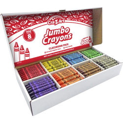 Cra-Z-Art Jumbo Crayons Classroom Pack, 8 Assorted Colors, Pack Of 400 Crayons