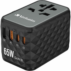 Verbatim UTA-05 Gan III Universal Travel Adapter 65W, USB-C, USB-A, 32120