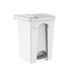 Gritt Commercial Rectangular Step-On Trash Can, 18 Gallon, White