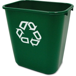 Rubbermaid Commercial Deskside Recycling Container - 7.03 gal Capacity - Rectangular - 15" Height x 10.2" Width - Plastic - Green - 12 / Carton