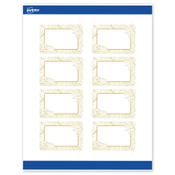 Avery® Printable Labels With Sure Feed® Technology, S00-EVX, Rectangle, 2" x 3", Matte White With Preprinted Gold Leaf Pattern, Pack Of 80