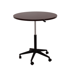 Boss® Mobile Round Height-Adjustable Table, Mahogany/Black