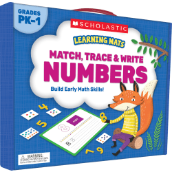 Scholastic Match, Trace And Write Numbers 2-Sided Learning Mats, Grades Pre-K To 1st, Pack Of 15 Mats