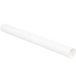 Partners Brand White Mailing Tubes With Plastic Endcaps, 2" x 15", 80% Recycled, Pack Of 50