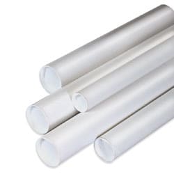Partners Brand White Mailing Tubes With Plastic Endcaps, 2" x 26", 80% Recycled, Pack Of 50