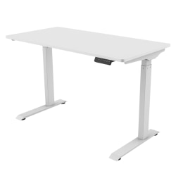 FlexiSpot E9 Quick-Install Metal Electric Height-Adjustable Standing Desk, 48-5/8"H x 48"W x 24"D, White