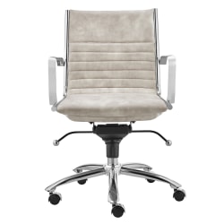 Eurostyle Dirk Velvet Low-Back Office Chair, Chrome/Beige