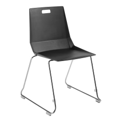 National Public Seating LuvraFlex Polypropylene Stacking Chairs, Black/Chrome, Pack Of 4 Chairs