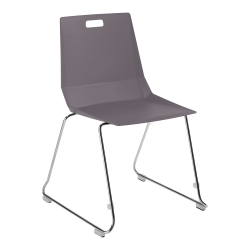 National Public Seating LuvraFlex Polypropylene Stacking Chairs, Charcoal/Chrome, Pack Of 4 Chairs