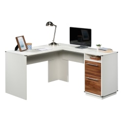 Sauder® Vista Key 60"W L-Shaped Corner Desk, Pearl Oak/Blaze Acacia