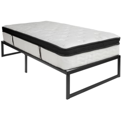 Flash Furniture 14" Metal Platform Bed Frame With 12" Memory Foam Pocket Spring Mattress, Twin, Black