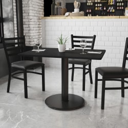 Flash Furniture Laminate Rectangular Table Top With Round Table-Height Base, 31-1/8"H x 30"W x 42"D, Black