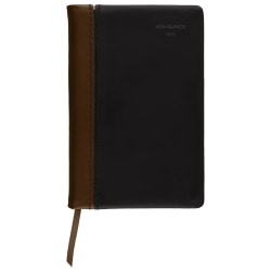 2024 AT-A-GLANCE® Fine Diary Weekly/Monthly Diary, 2-3/4" x 4-1/4", Black/Brown, January To December 2024, 740105