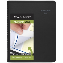 2025 AT-A-GLANCE® QuickNotes Monthly Planner, 8-1/4" x 11, Black, January To December