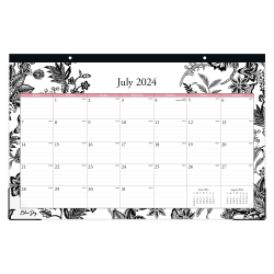 2024-2025 Blue Sky Planning Monthly Desk Pad Calendar, 17" x 11", Analeis, July 2024 To June 2025, 130617-A25