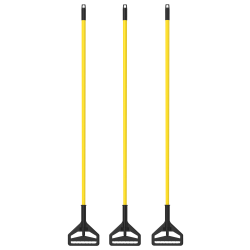 Gritt Commercial Quick Release Fiberglass Wet Mop Handle, 60", Yellow, Pack Of 6 Handles