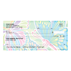 Custom Personal Wallet Checks, 6" x 2-3/4", Singles, © Designs by Shan,  Psychedelic Butterflies, Box Of 150 Checks